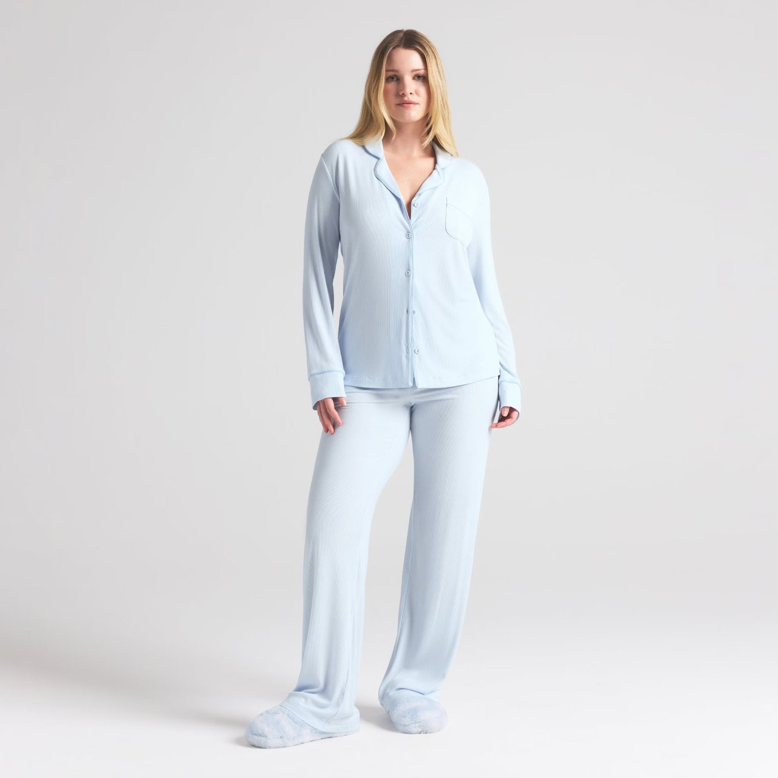 Skims Soft Lounge Sleep Set in Blue Quartz, Size X-Small