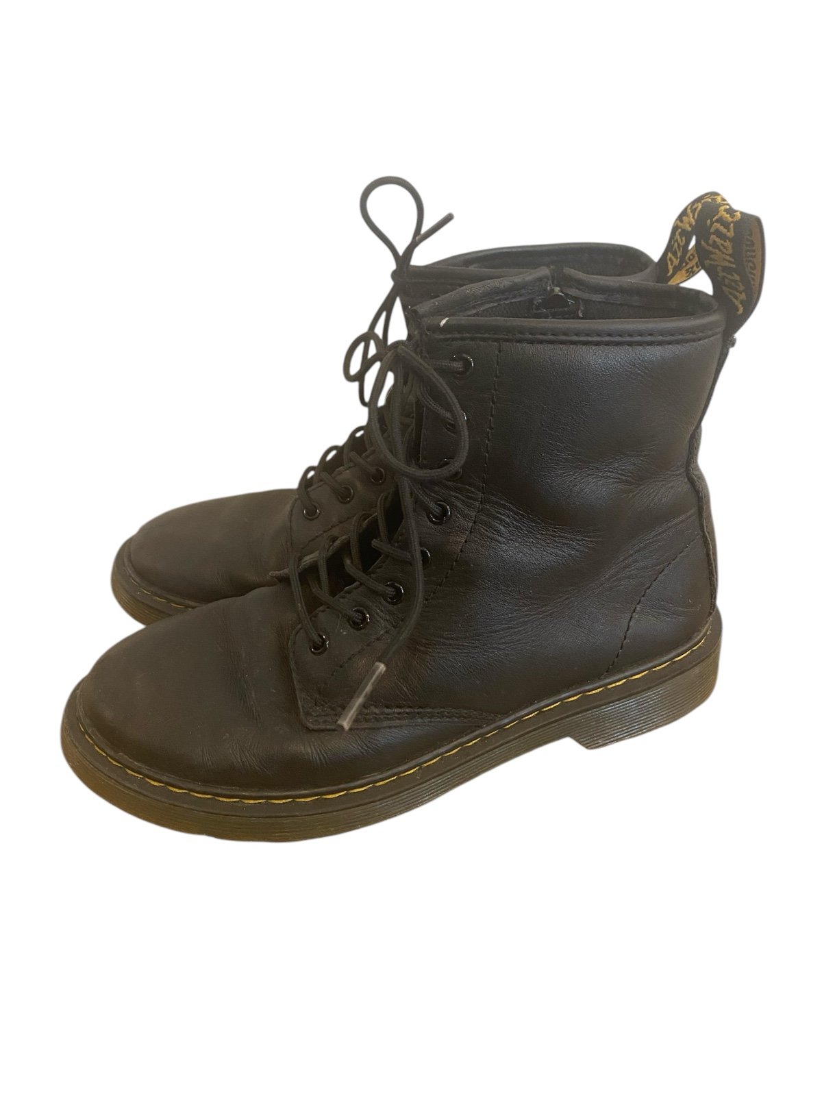 Dr. Martens Combat Boots Youth Size 4(M) 5(F) Black Leather Side Zip 1460 J