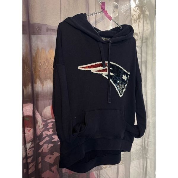 VS pink xNFl new england patriots pullover hooded sweatshirt- hoodie bling