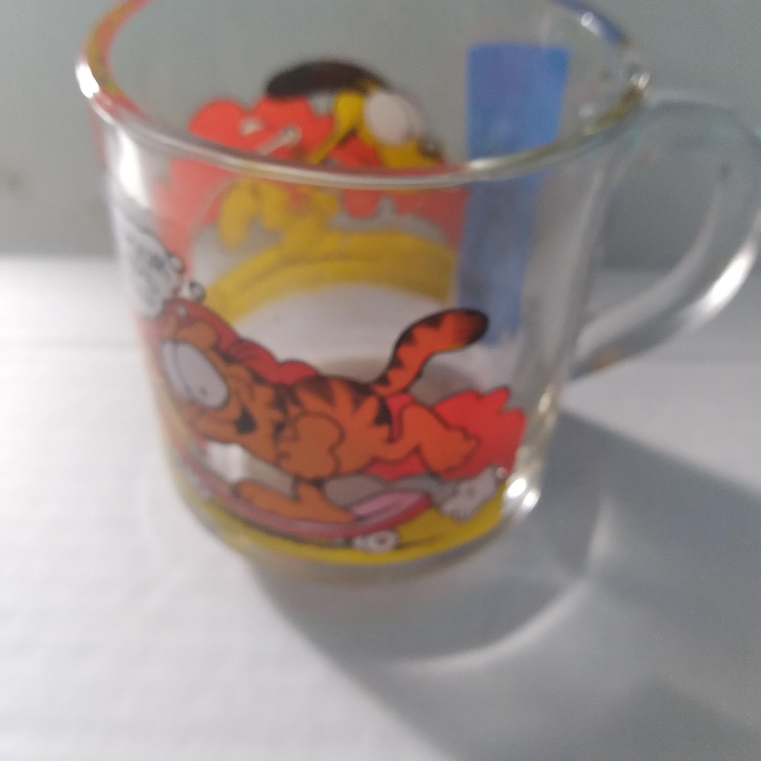 Vintage 1978 - Garfield Odie McDonalds Clear Glass Coffee Mug Cup Jim Davis☕️