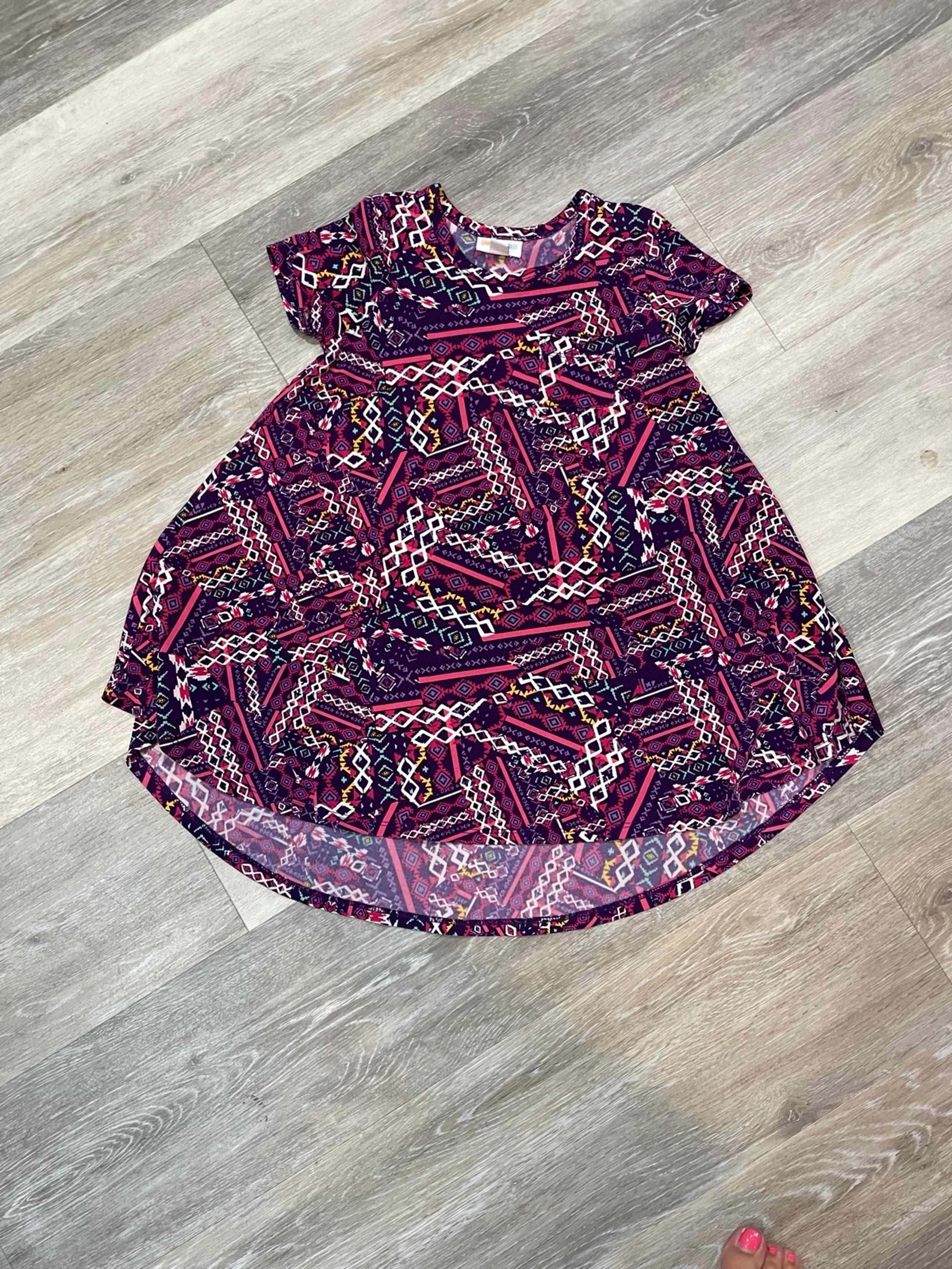 LulaRoe Scarlett Carly Dress Purple Geometric size 4 Girls