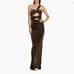 NEW Ronny Kobo Abel Shimmer Cut-Out Gown Bronze Size L