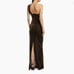 NEW Ronny Kobo Abel Shimmer Cut-Out Gown Bronze Size L