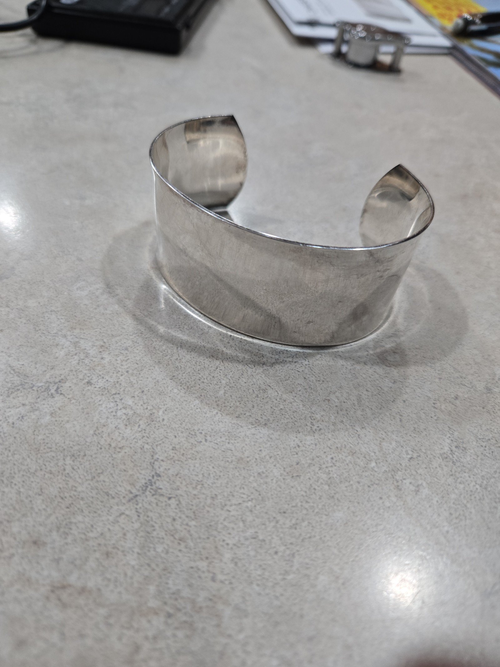 Beautiful Elegant Sterling Silver Cuff Bracelet with smooth curved design. 29 g