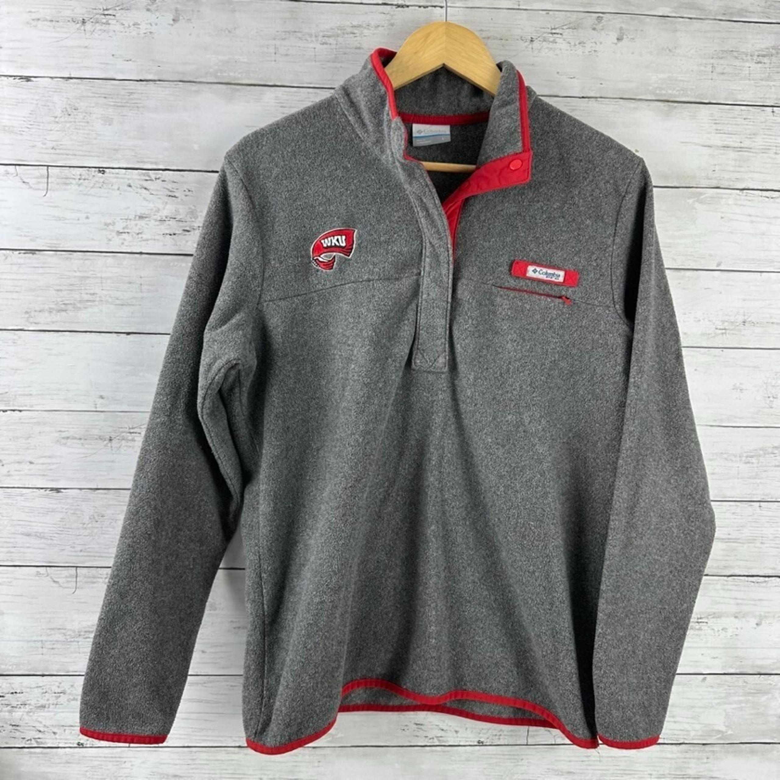 Columbia Women's Large Gray Fleece 1/4 Snap button pullover Western Kentucky
