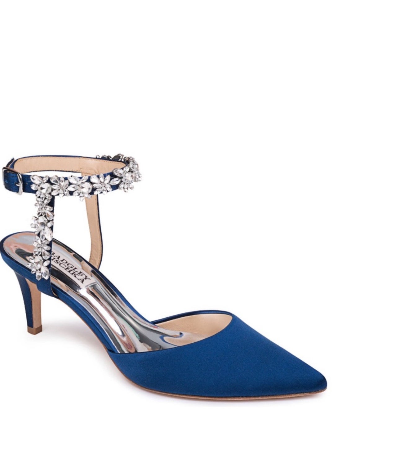 Jewel Badgley Mischka women Robles evening pumps navy satin /size 6M