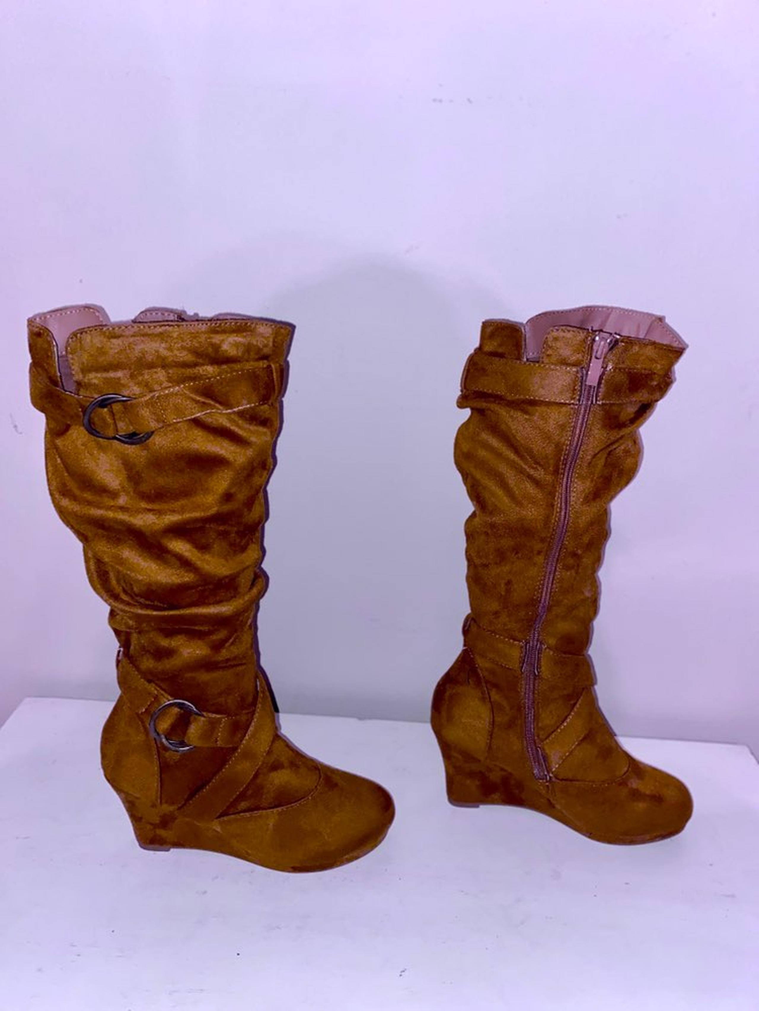 Forever womens almost knee high boots