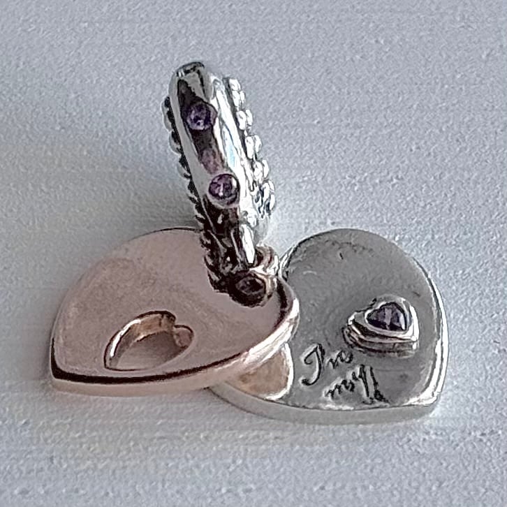 Pandora Rose Part of My Heart Dangle Charm with Purple Crystal
