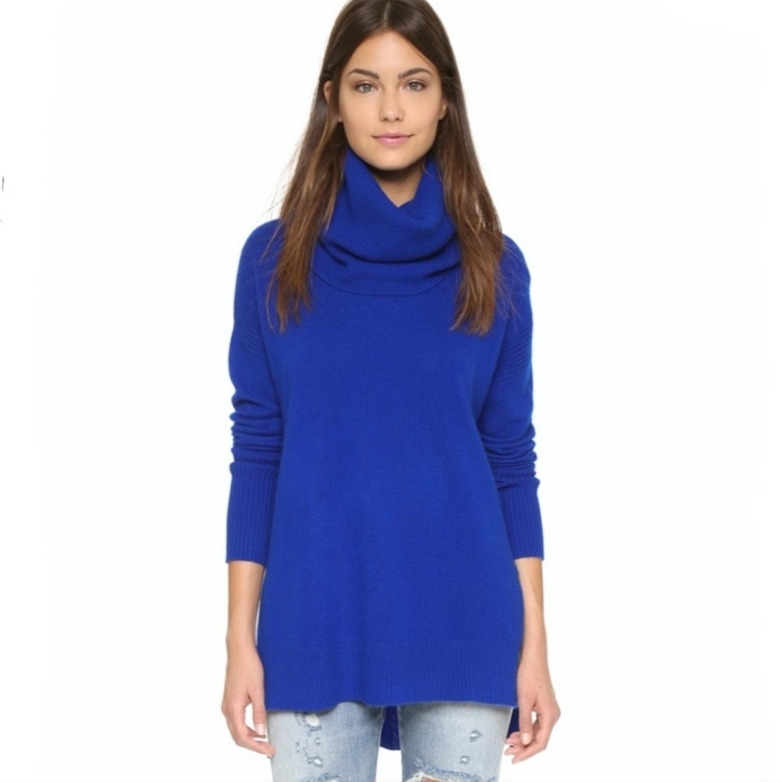 Diane Von Furstenberg FLAWED Blue Ahiga Turtleneck Cashmere Sweater Small