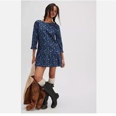 NWOT FREE PEOPLE The Avenue Mini Dress Blue Floral
