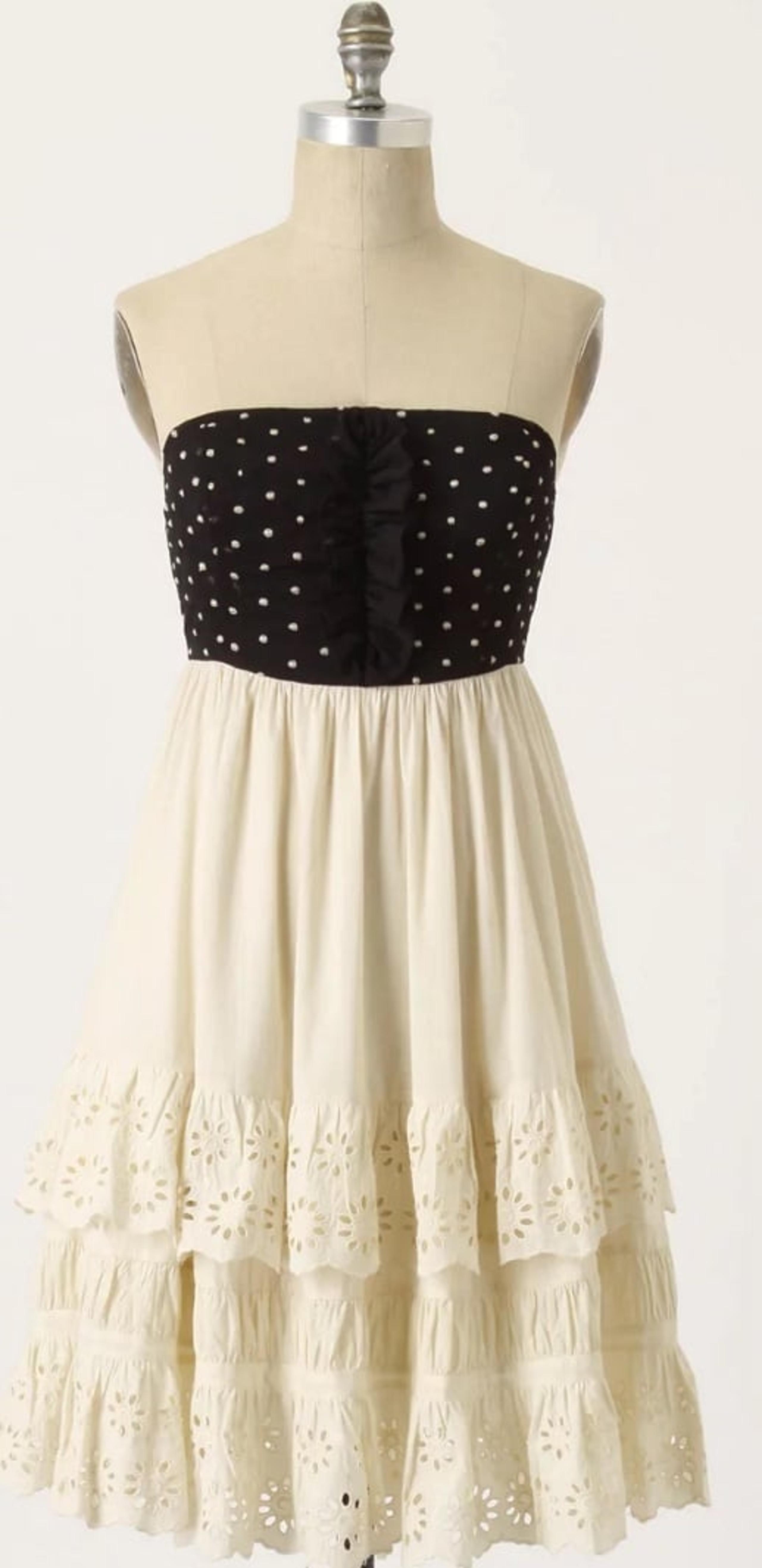Anthropologie Hovering Women’s Dress Strapless Dots Eyelet SZ 6