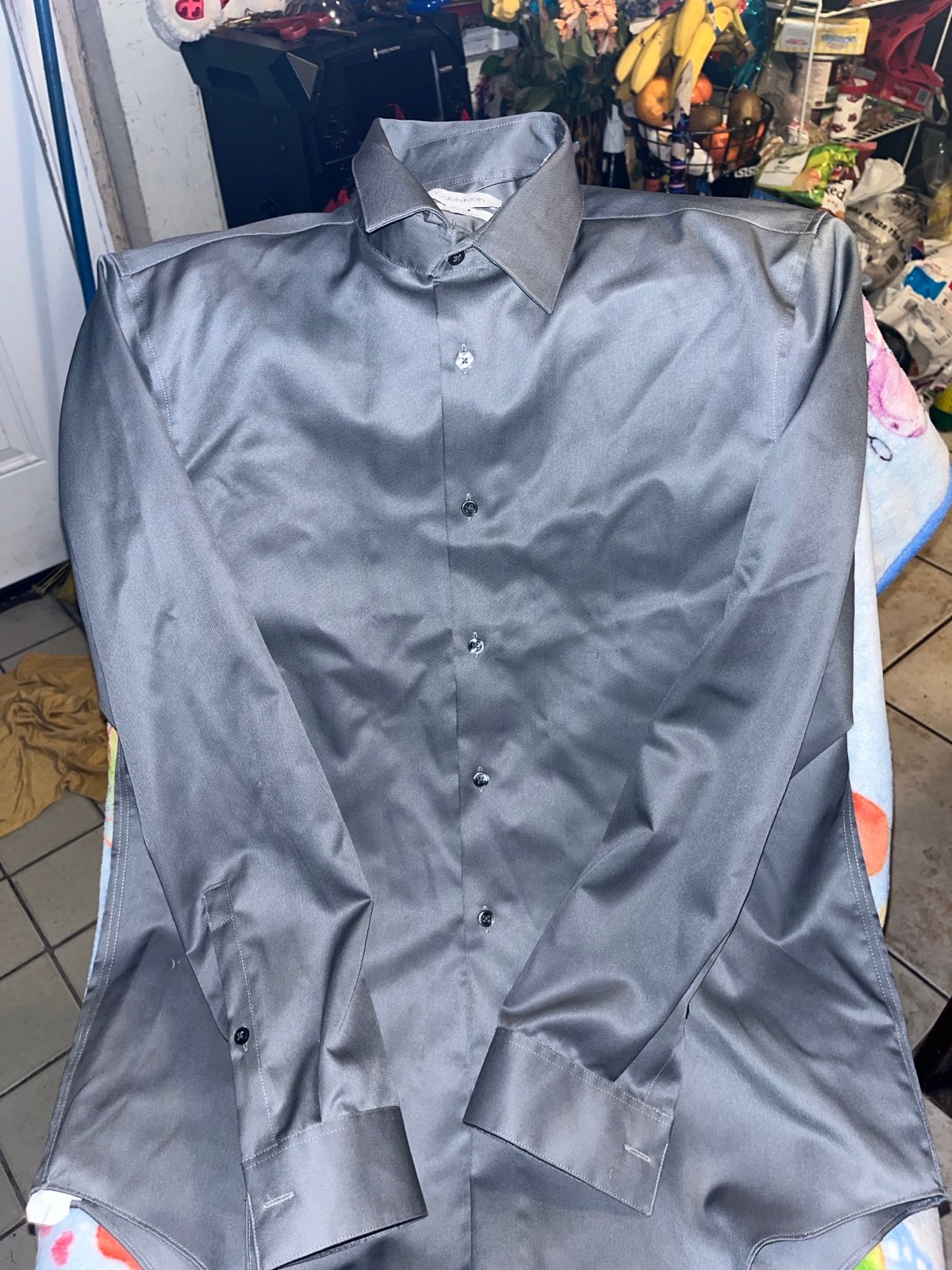 Calvin Klein Steel Slim Fit Solid Dress Shirt - Size 32/33