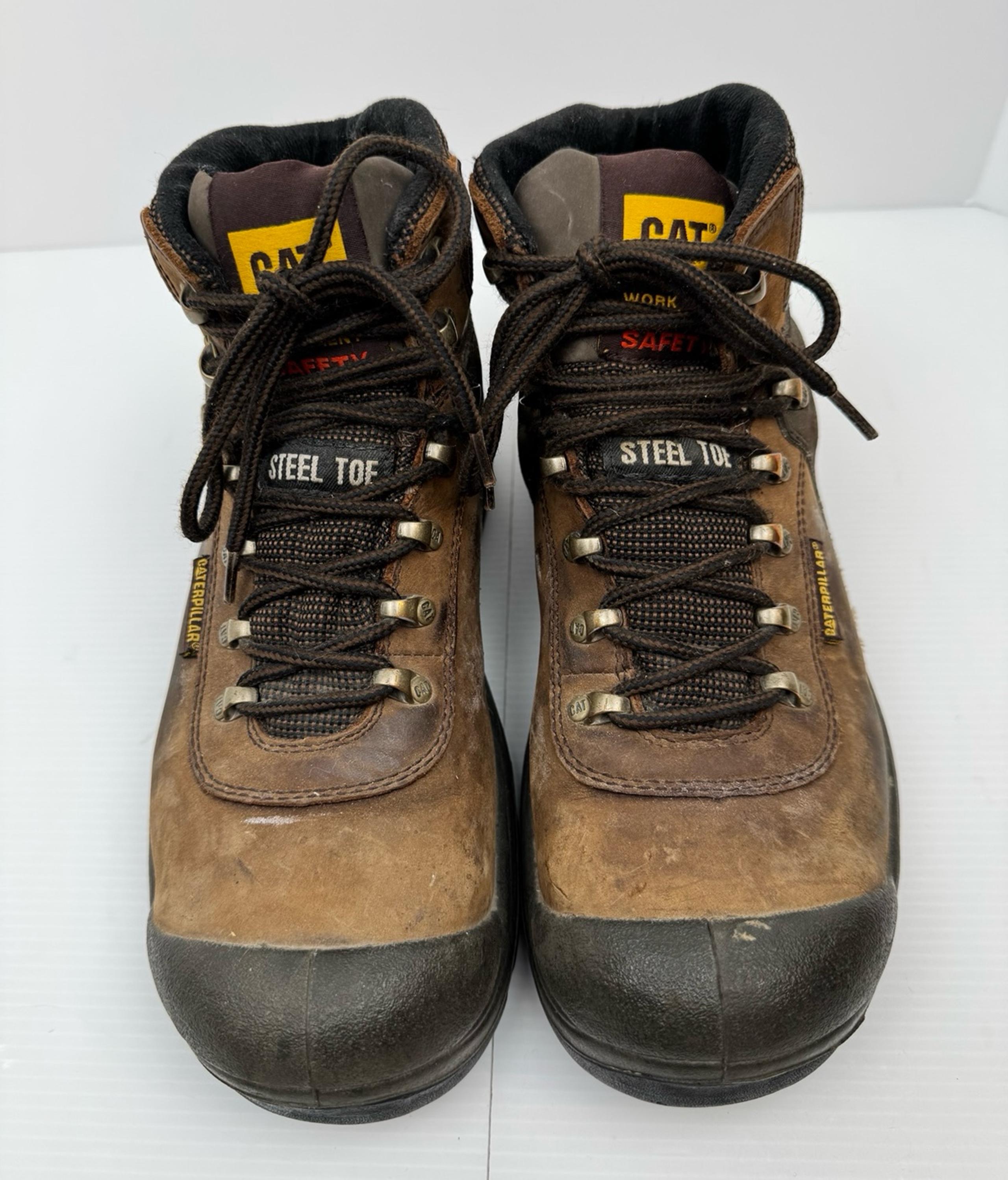 VTG Caterpillar Cat Steel Toe Boots Men’s 8.5 Brown Leather WorkEquipment Safety