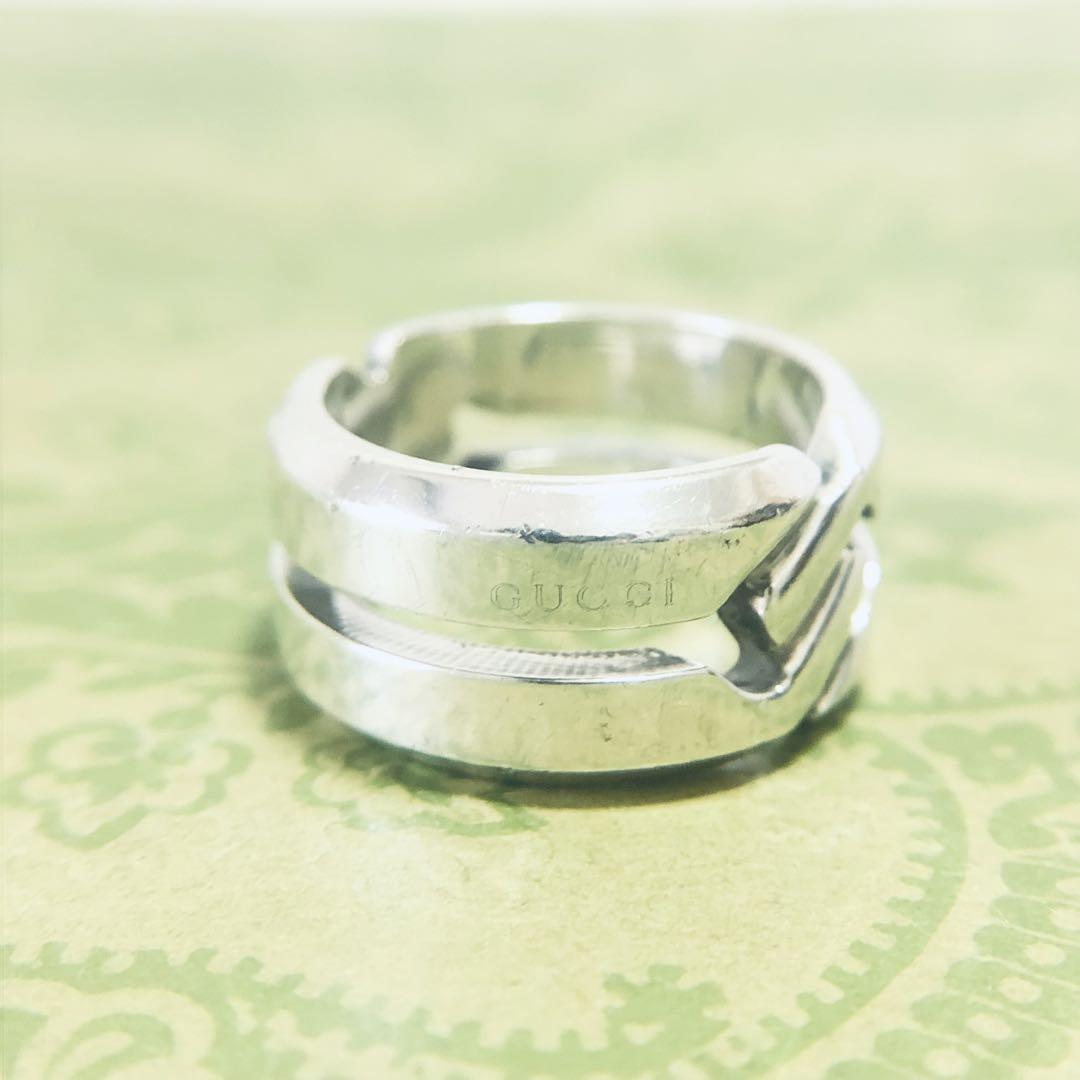 GUCCI Knot Infinity Ring Silver Logo A254073