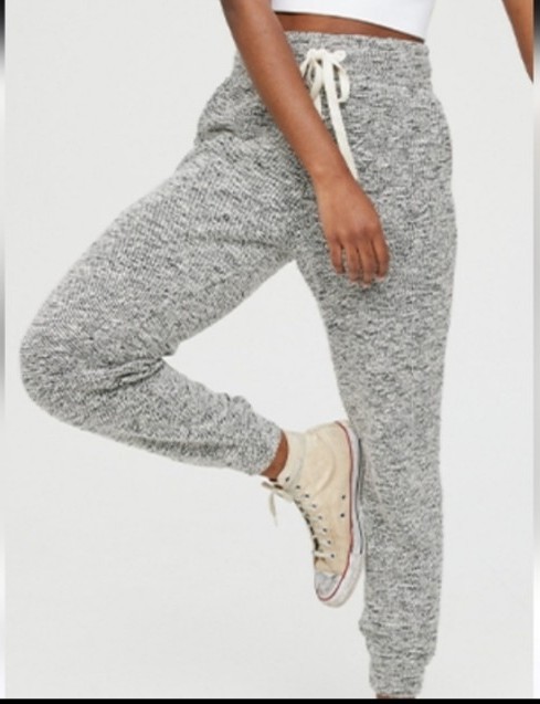 Offline By Aerie Snowday Thick Stitched Sweatpants Joggers Black White Medium