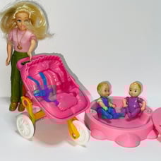 Fisher price loving family mom stroller & 2 rare babies set!
