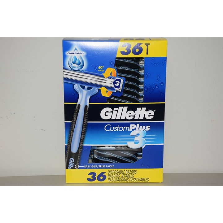 Gillette Custom Plus 3 Disposable Easy Grip COMFORTGEL Multi-blade Razors 36-Ct.