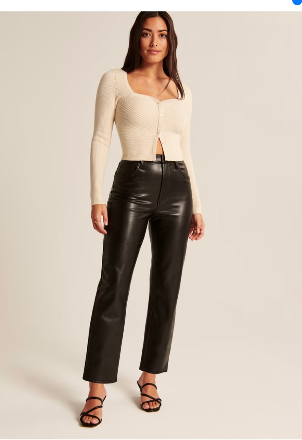 NWOT Abercrombie & fitch Curve Love Vegan Leather Ankle Straight Pant 26/2XS