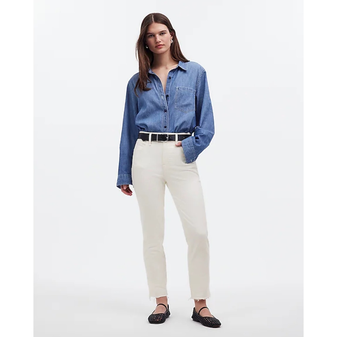 Madewell The Petite Perfect Vintage Jean Tile White High Rise Classic US 25P NWT