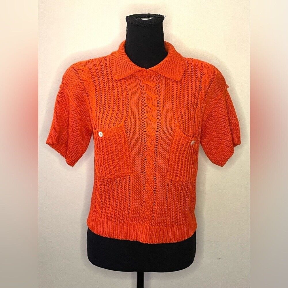Liz Claiborne- Orange knitted short-sleeve sweater Size P