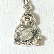 Vintage Rare Sterling Silver & Stone Buddah Pendant ..