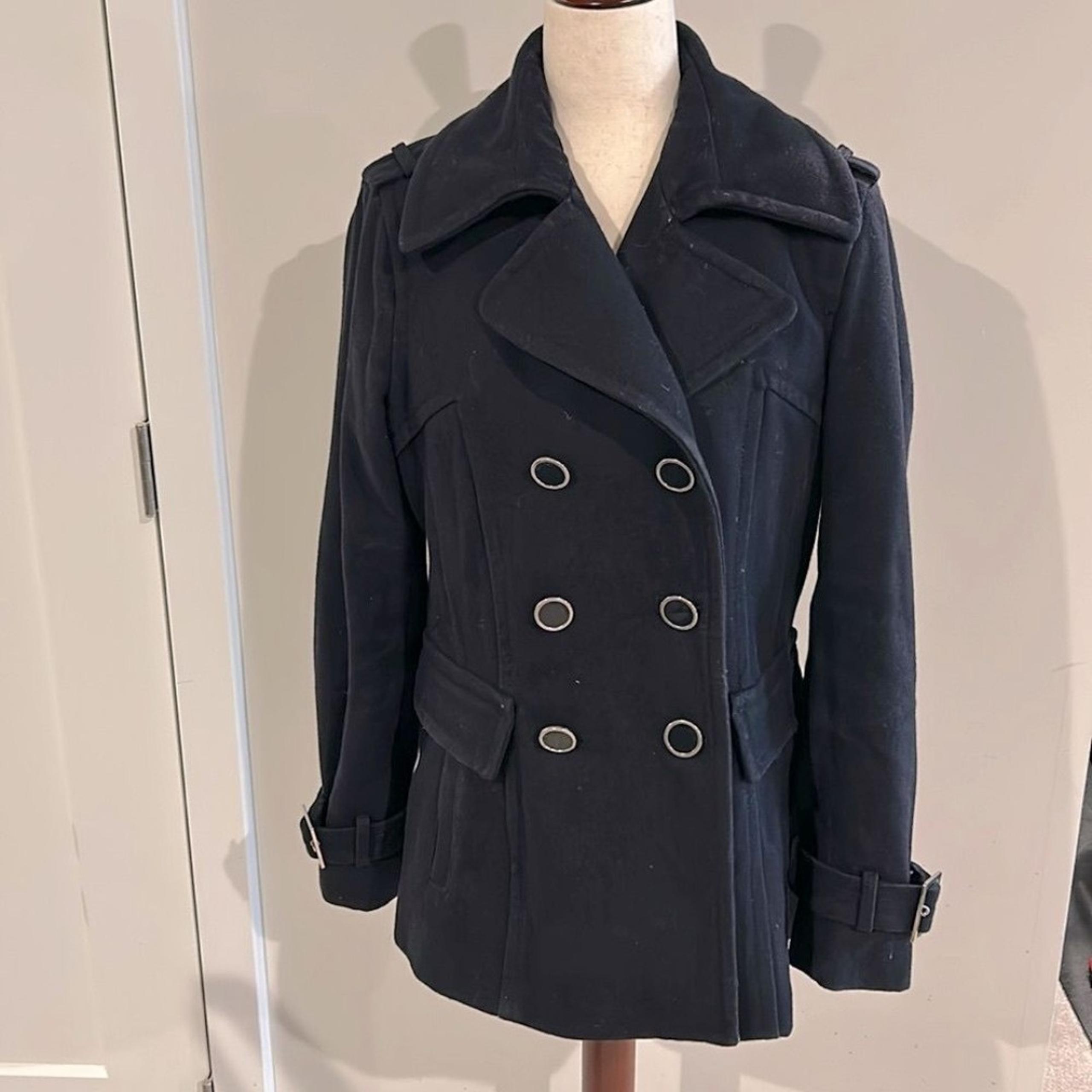 Navy Blue Express Women’s Wool Pea Coat - Wool Winter Coat- Wool Winter Jacket L