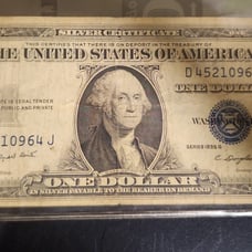 1 Silver Certificate series 1935G with blue stamp