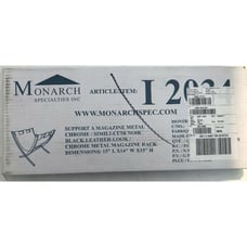 MONARCH M: I2034- MAGAZINE RACK - BLACK LEATHER-LOOK / CHROME METAL