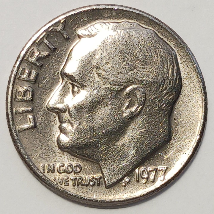 1977 Dime No Mint Mark Error / Rim & Double die