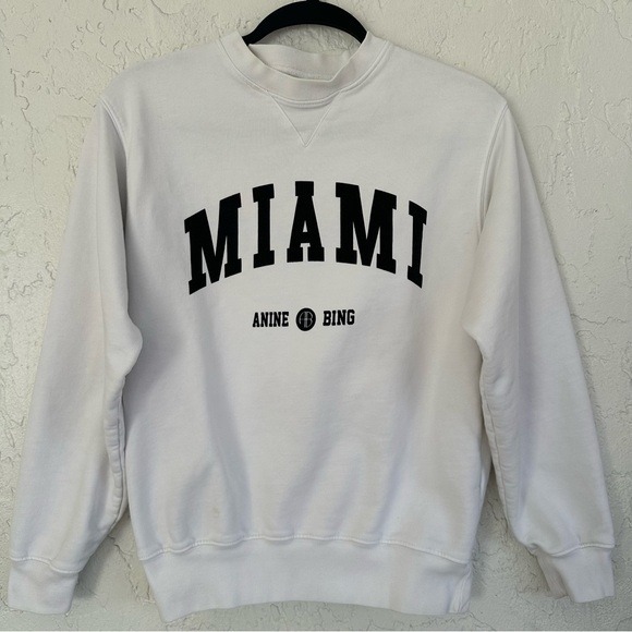 ANINE BING Miami Sweatshirt Women XXS Crew Neck Pullover Graphic Organic Cotton