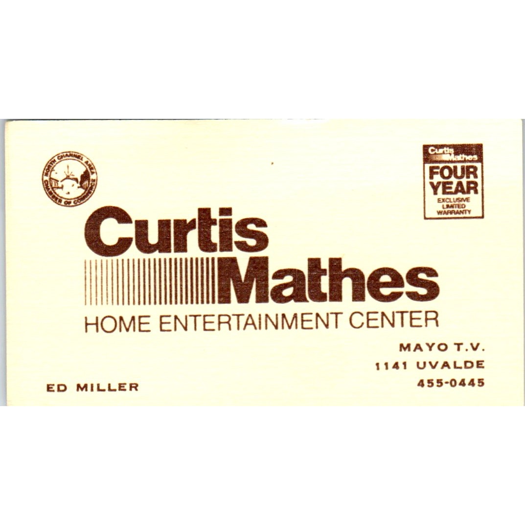 Ed Miller Curtis Mathes Houston TX Vintage Business Card SD8-B4