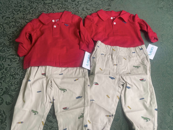 NWT TWIN 3m carters dinosaur cars outfit
