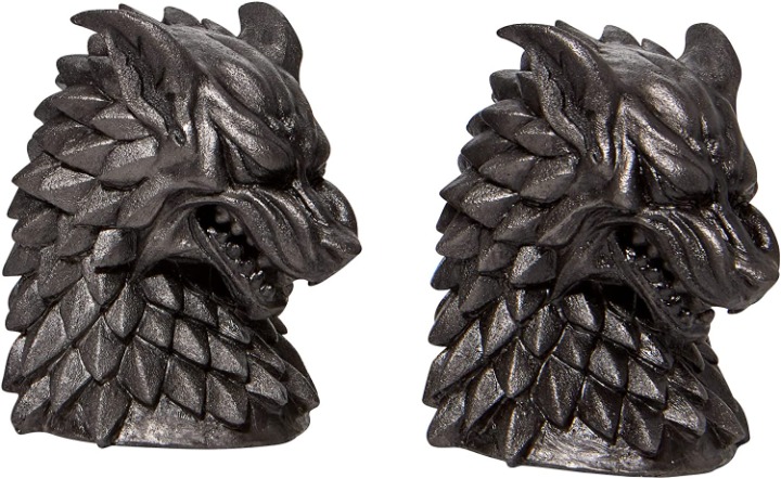 Department 56 Game of Thrones House Stark Direwolf Sigil Bookholders Bookends