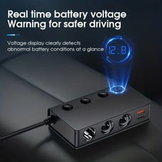 100W car charger, 4*USB interface with voltage display car USB charging