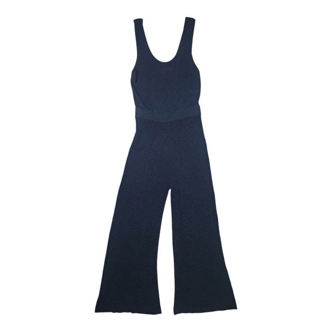 NEW FREE PEOPLE FP BEACH Sz S VERO ONE PIECE LINEN KNIT JUMPSUIT BLACK