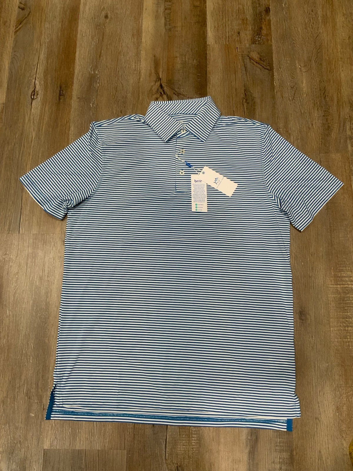 New Southern Tide Brrr Bellview Stripe Cloud White Performance Polo Men's Sz XL