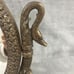 Vtg BOMBAY COMPANY Brass Swivel Mirror Swans Ornate Magnified Hollywood Regency