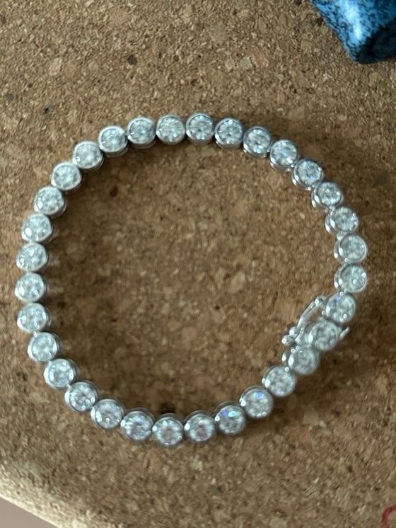 4.0mm Moissanite Bezel Tennis Bracelet Sterling Silver GRA Certified D VVS1