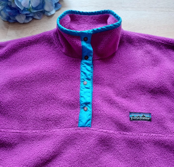 Vintage Patagonia Fleece Sweatshirt Pullover Snap Purple Girl 9/10 Made in USA