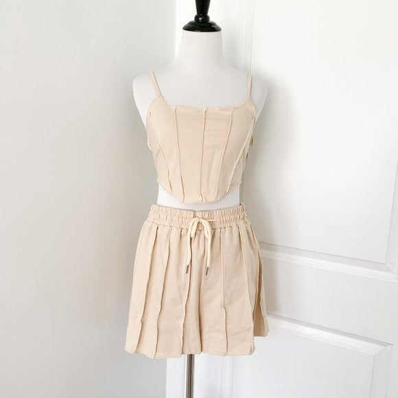 Asos Beige Corset Seamed Short and Tank Set