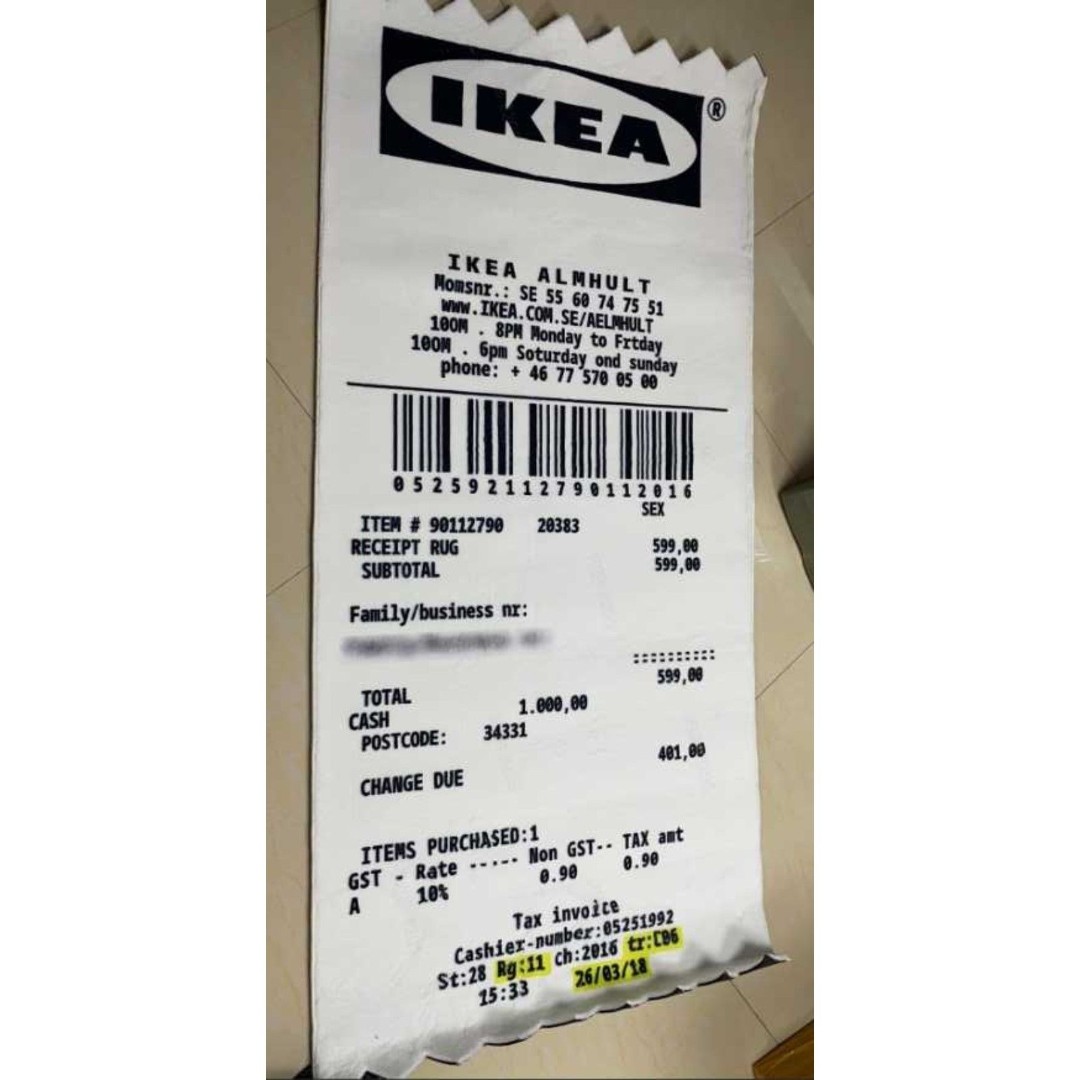 MARKERAD RECEIPT Rug