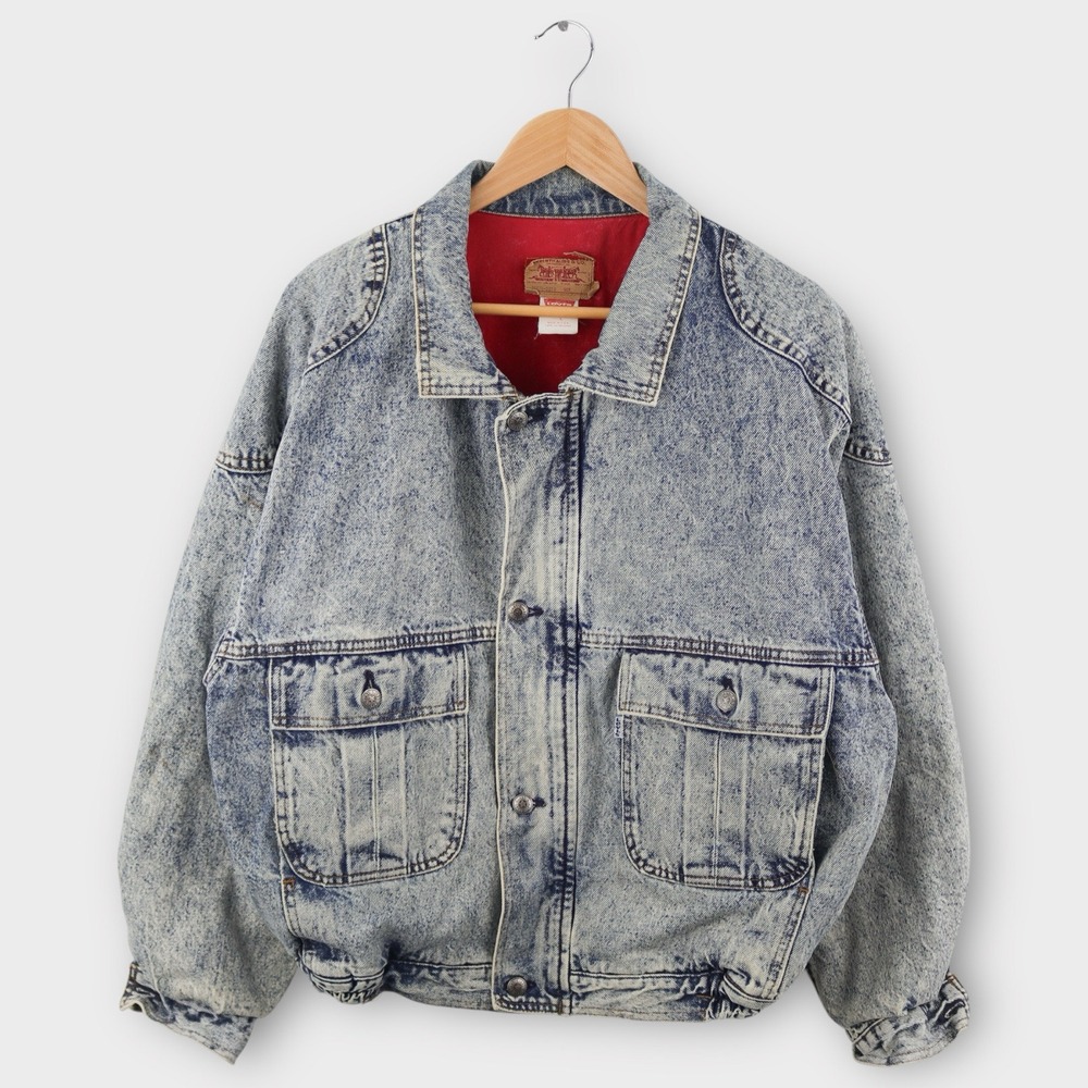 Vintage Levis Denim Jacket Mens Large Acid Wash Lined Button Zip 80s Made In USA