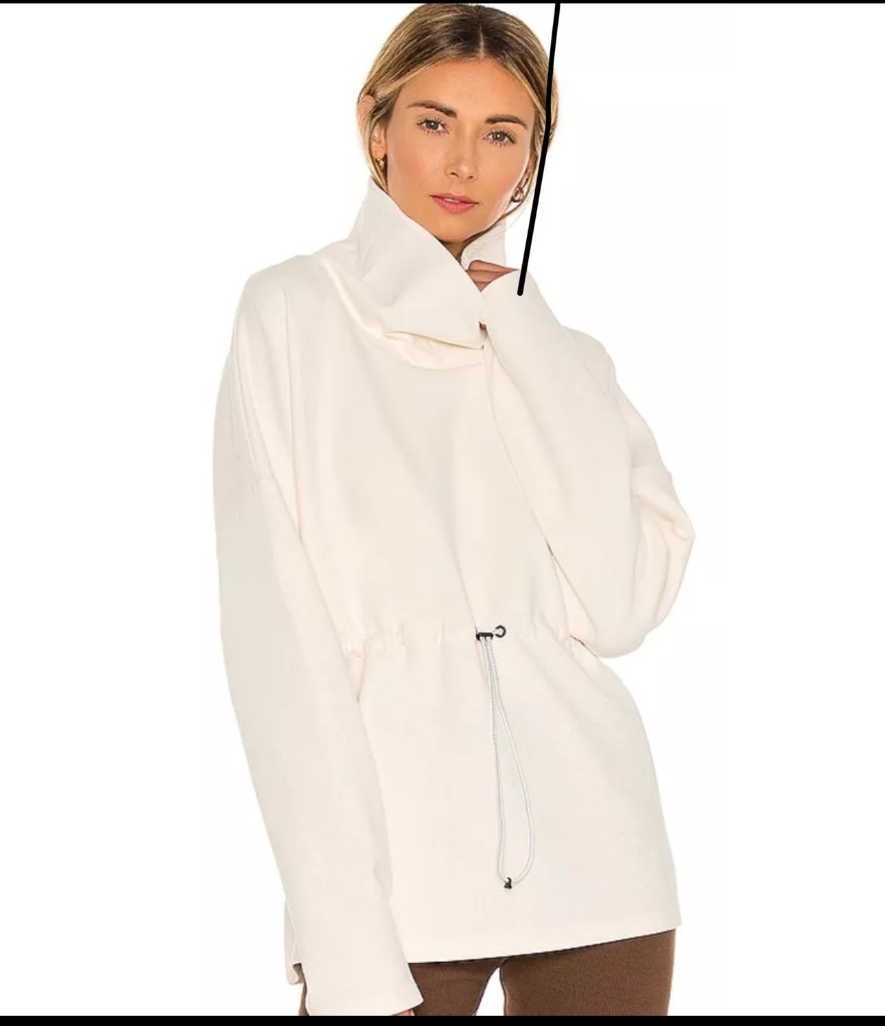 Varley Barton Sweater In Eggnog SZ L Ivory Turtleneck Drawstring