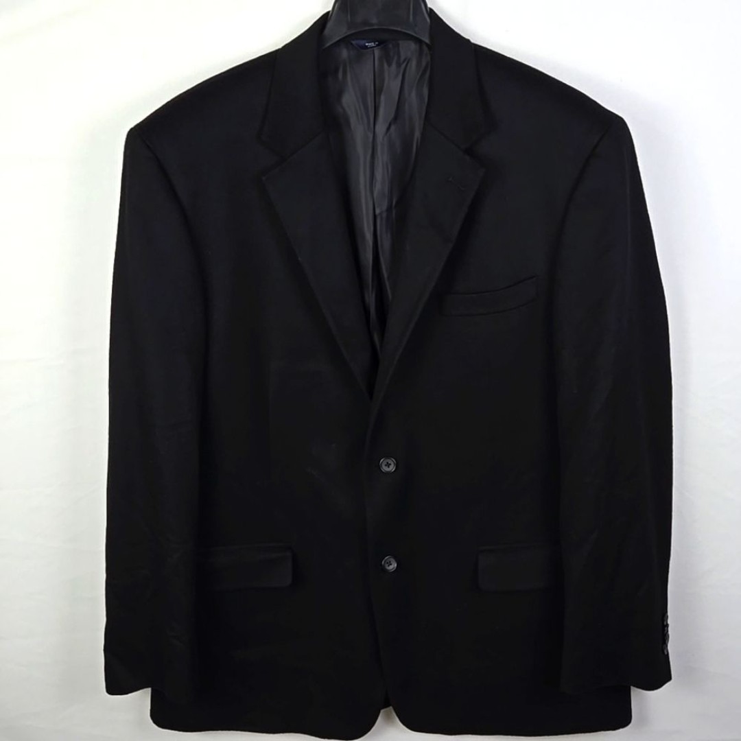 Grant Thomas Lord & Taylor 100% Cashmere Solid Black Two Button Blazer Mens 44R
