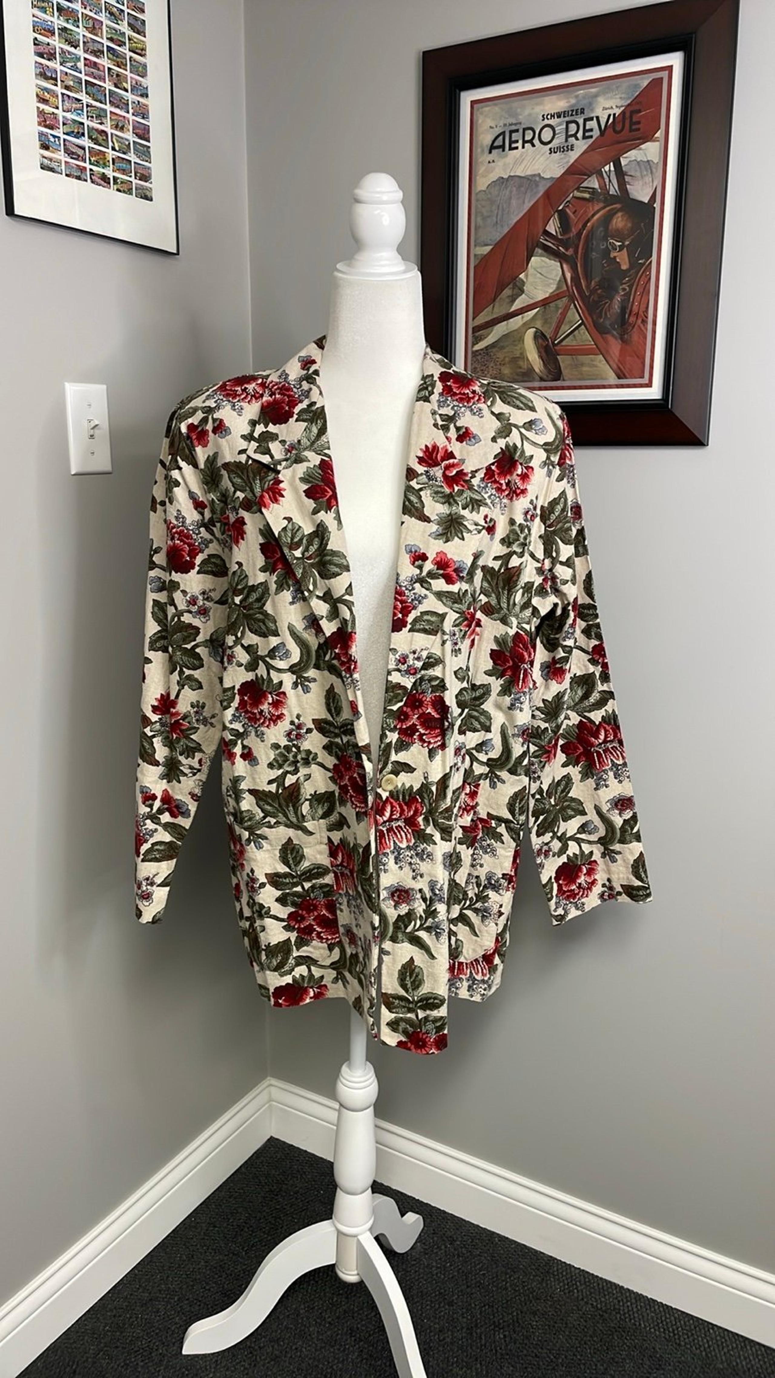 ORVIS -Vintage Women’s Floral Print Linen Cotton Blend Blazer Jacket Size Large