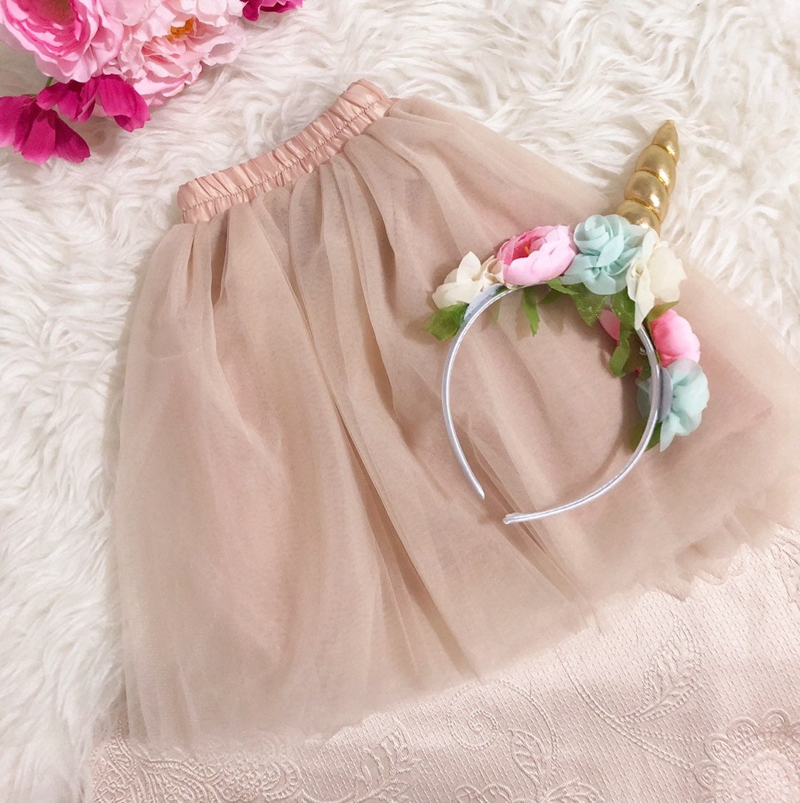NWT Kids Beige Soft Tulle Skirt