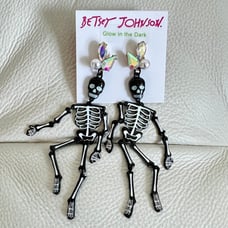 Betsey Johnson Just Treats Skeleton Earrings Glow in the Dark Halloween Jewelry