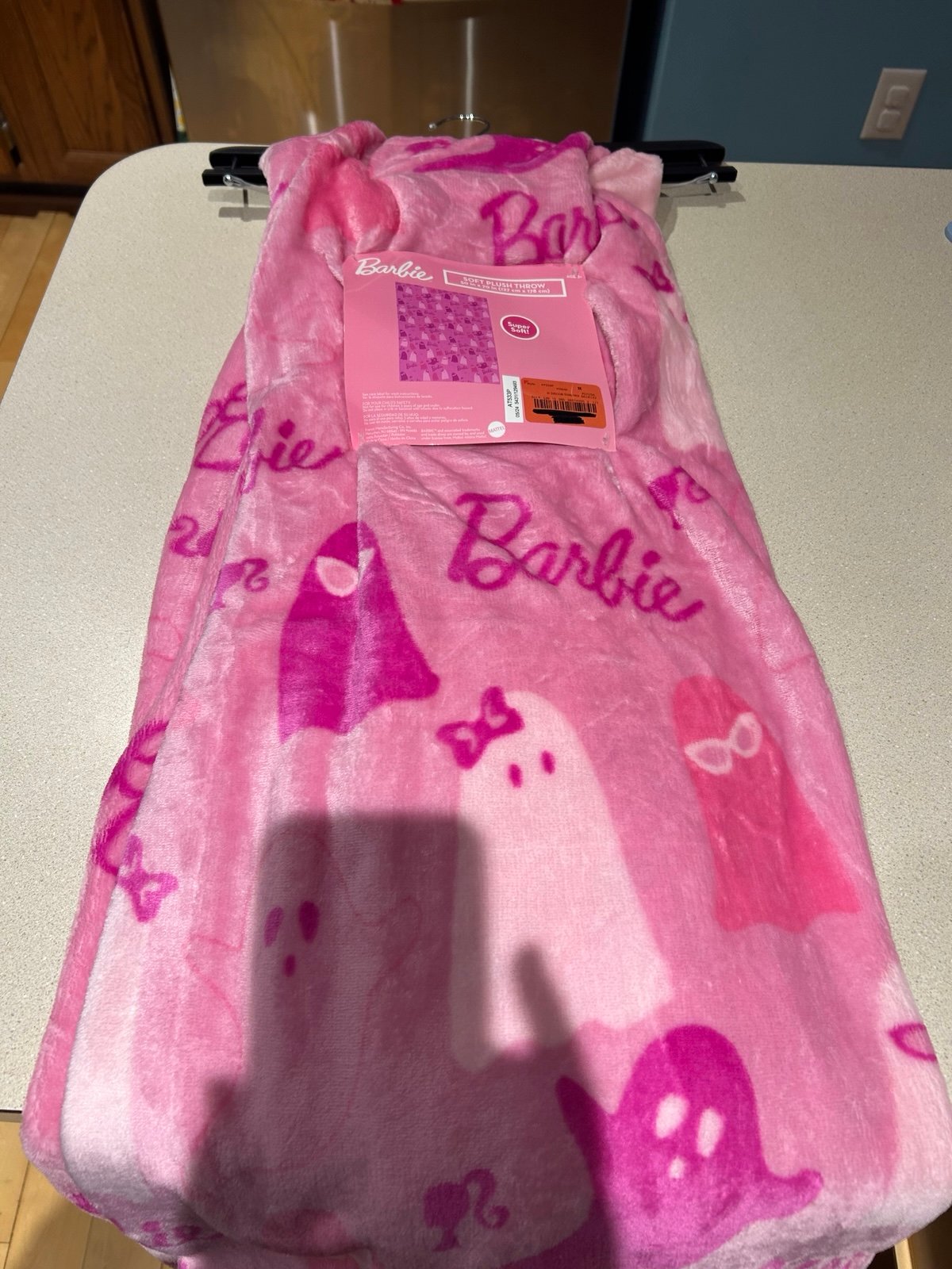 Barbie Halloween Pastel Hot Pink Ghost Plush Throw Blanket