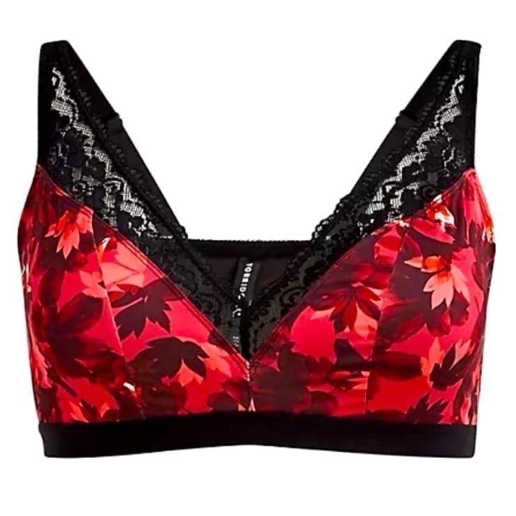 Torrid Floral Microfiber & Lace Padded Bralette, Size 0X! NWT!