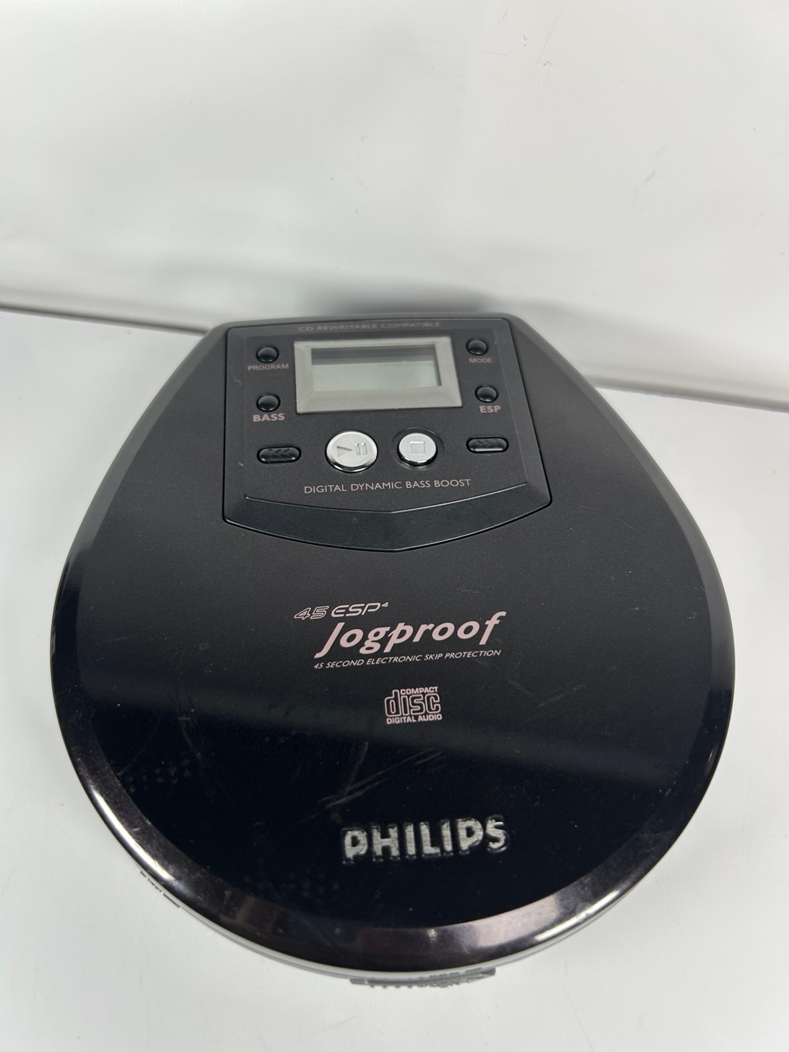 Philips Jog Proof Portable CD Player 45 ESP AX5006/17 Black TESTED Working